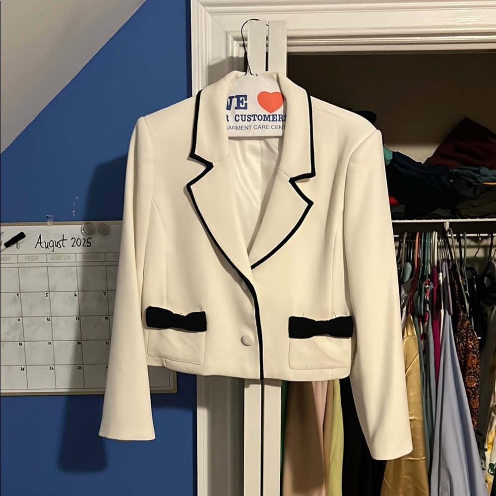 English Factory White Blazer with Black Accents
